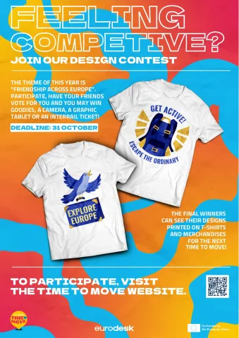Poster of "Time to Move" design contest, organized by Eurodesk